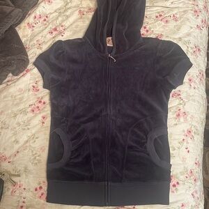 Velvet navy juicy couture vest jacket from the 2010s.